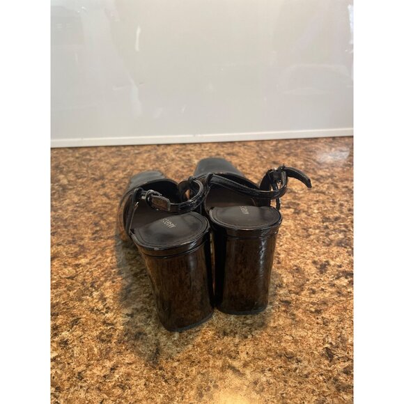 Marc Fisher Black Patent Leather Square Toe Slingback Heels For Women Size 7 1/2 - Picture 3 of 13